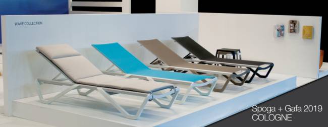 Шезлонг-лежак металлический Wave белый, тортора 1910х715х300 мм