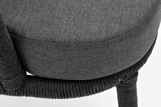 "Верона" кресло плетеное из роупа, каркас алюминий темно-серый (RAL7024) муар, роуп темно-серый круглый, ткань темно-серая 027 "Верона" кресло плетеное из роупа, каркас алюминий темно-серый (RAL7024) муар, роуп темно-серый круглый, ткань темно-серая 027