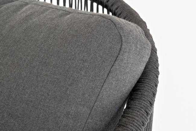 "Верона" кресло плетеное из роупа, каркас алюминий темно-серый (RAL7024) муар, роуп темно-серый круглый, ткань темно-серая 027 "Верона" кресло плетеное из роупа, каркас алюминий темно-серый (RAL7024) муар, роуп темно-серый круглый, ткань темно-серая 027