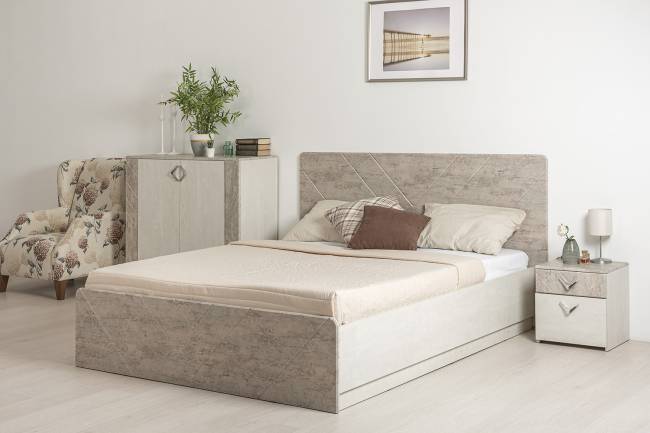 Кровать 1600 Амели 11.31 цвет шёлковый камень/бетон чикаго беж Кровать 1600 Амели 11.31 цвет шёлковый камень/бетон чикаго беж