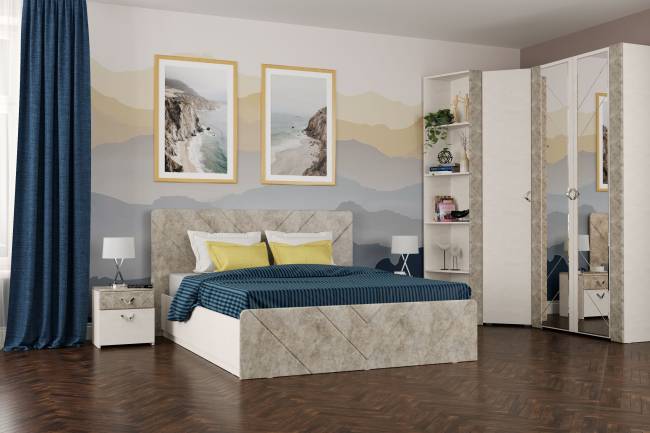 Кровать 1600 Амели 11.31 цвет шёлковый камень/бетон чикаго беж Кровать 1600 Амели 11.31 цвет шёлковый камень/бетон чикаго беж