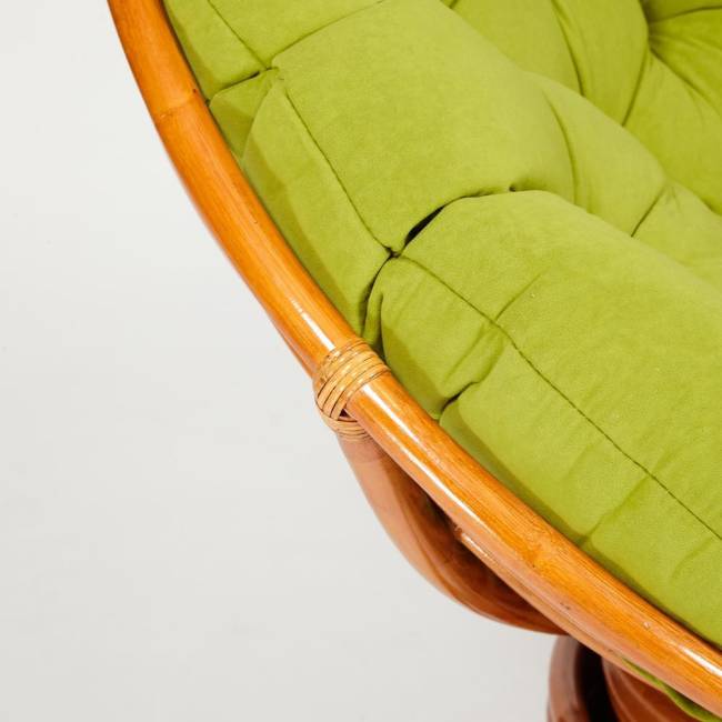 Кресло-качалка PAPASAN/ПАПАСАН w 23/01 B /с подушкой/ 115х78х104 см, Cognac (коньяк), флок Олива, 23 Cognac (коньяк)