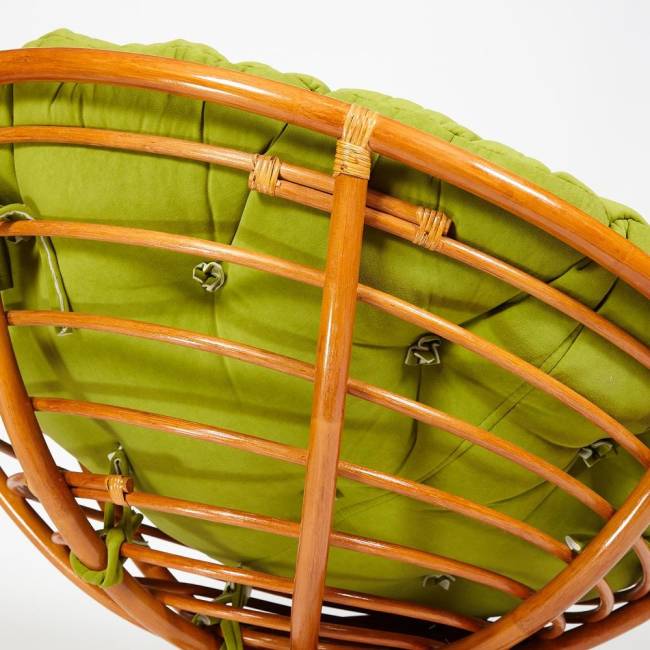 Кресло-качалка PAPASAN/ПАПАСАН w 23/01 B /с подушкой/ 115х78х104 см, Cognac (коньяк), флок Олива, 23 Cognac (коньяк)