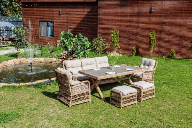 Обеденный комплект ALBERT из искусственного ротанга