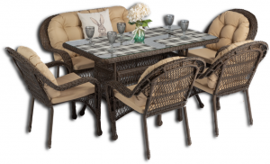 Обеденная группа GIZA 2XL (Гиза) коричневая из искусственного ротанга