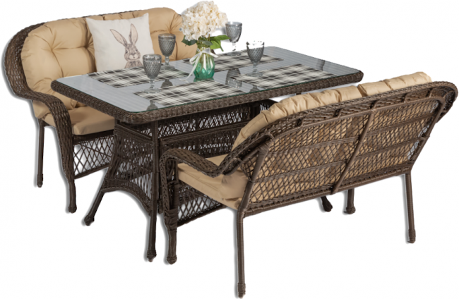 Обеденная группа GIZA 2XL (Гиза) коричневая из искусственного ротанга