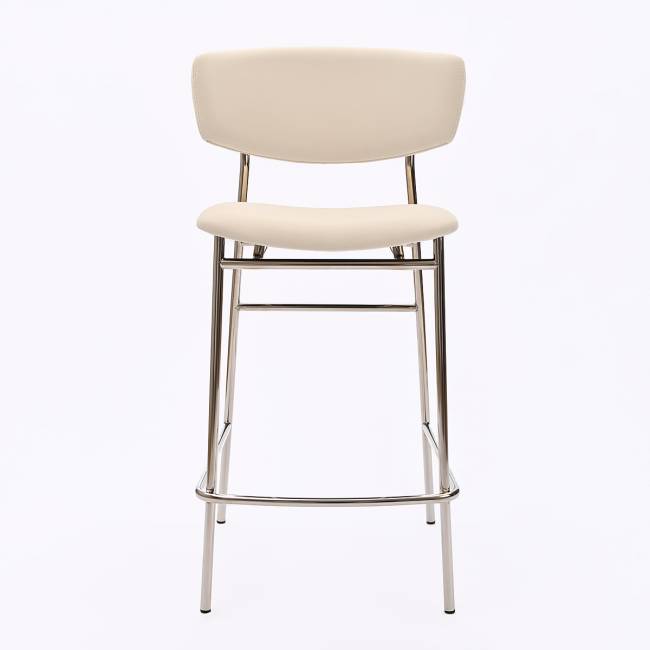 Дизайнерский полубарный стул Marko бежевый, основание хром Дизайнерский полубарный стул Marko бежевый, основание хром
