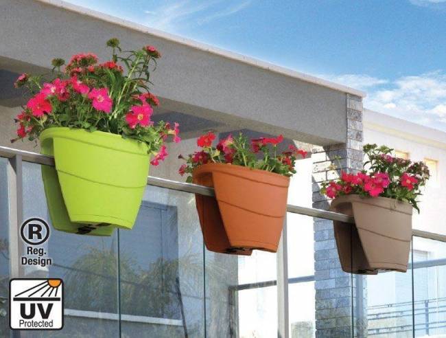 Горшок-цветочница LILAC для перил, зеленый