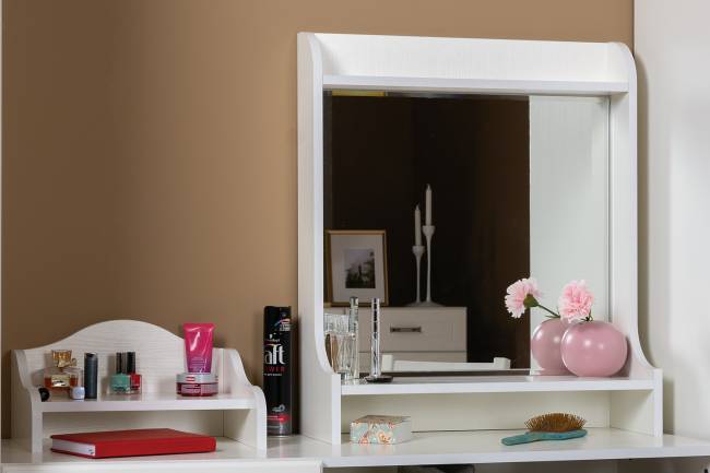 Полка с зеркалом настольная Ливерпуль 10.118 цвет ясень ваниль Полка с зеркалом настольная Ливерпуль 10.118 цвет ясень ваниль