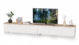 Две тумбы под ТВ 13.267.01 + 13.267.01 цвет белый шагрень/дуб сонома