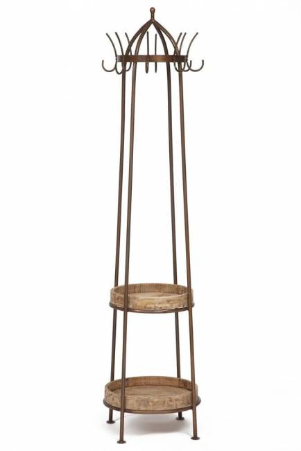 Вешалка  Secret De Maison COZY ( mod. 14526 )  металл/дерево манго, 43*43*185, античная медь/натуральный античная медь/натуральный металл/дерево манго