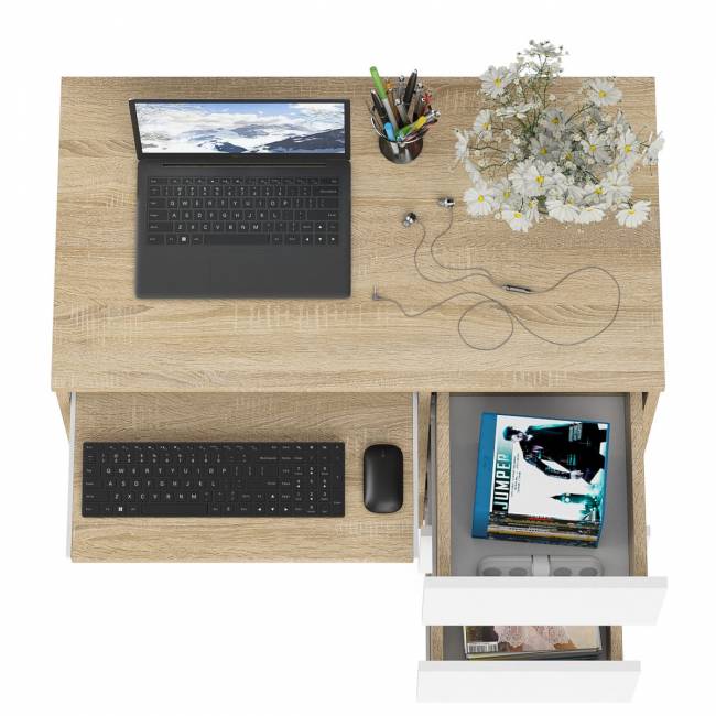 Стол компьютерный три ящика Мори МС-6 правый цвет дуб сонома/белый