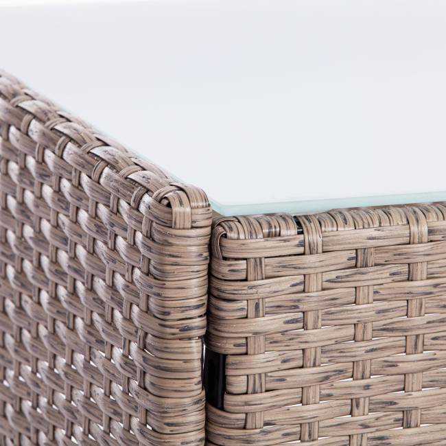 Лаундж сет (диван+2кресла+столик+подушки) (mod. 210013 А) пластиковый ротанг, 107х60х83см/60х60х83см/79,5х45,5х34см, серый, ткань: DB-11 светло-серый