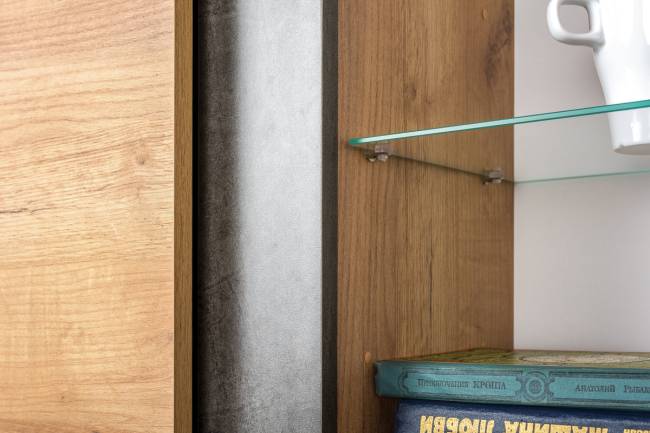 Тумба ТВ Арчи 10.85 цвет дуб крафт золотой/камень тёмный, есть подсветка за стеклом по торцу полки Тумба ТВ Арчи 10.85 цвет дуб крафт золотой/камень тёмный, есть подсветка за стеклом по торцу полки