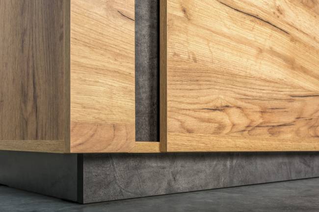 Тумба ТВ Арчи 10.85 цвет дуб крафт золотой/камень тёмный, есть подсветка за стеклом по торцу полки Тумба ТВ Арчи 10.85 цвет дуб крафт золотой/камень тёмный, есть подсветка за стеклом по торцу полки