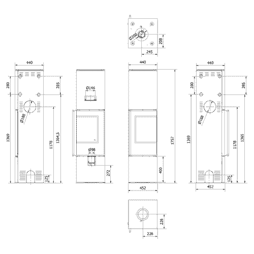 Печь Kratki PRO REN/L/P