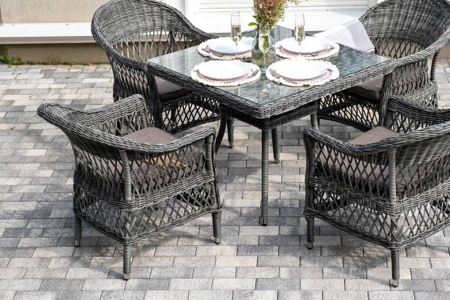 "Сицилия" обеденная группа плетеная, цвет графит "Сицилия" обеденная группа плетеная, цвет графит