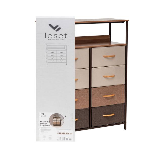 Комод Leset Локи 8 ящ. с полкой Коричневый Бежевый, светло-коричневый, темно-коричневый Комод Leset Локи 8 ящ. с полкой Коричневый Бежевый, светло-коричневый, темно-коричневый