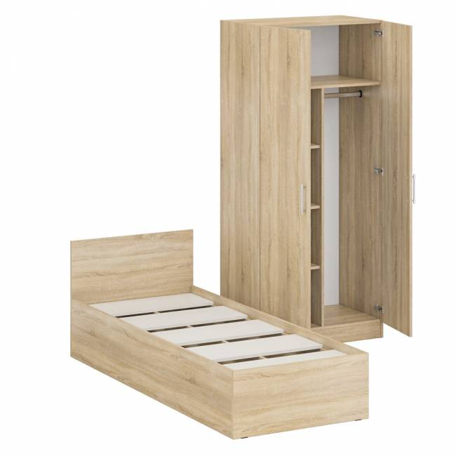 Кровать односпальная 800 со шкафом для одежды 2-х створчатым Стандарт цвет дуб сонома Кровать односпальная 800 со шкафом для одежды 2-х створчатым Стандарт цвет дуб сонома