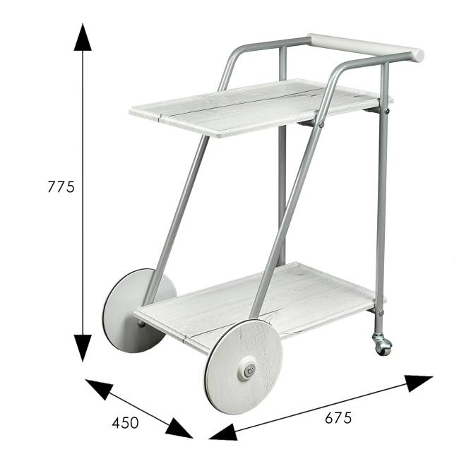 Стол сервировочный Оди металлик/белый/дуб дымчатый