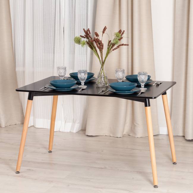 Стол JOHN (mod. T1001) МДФ/дерево, 120 х 80 х 75 см , Black (черный)/ Natural (натуральный) Black (черный)/ Natural (натуральный) МДФ/дерево