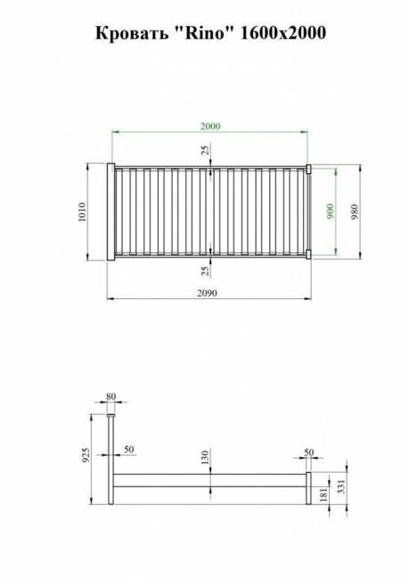 Кровать Rino 1400 х 2000 ясень, сонома