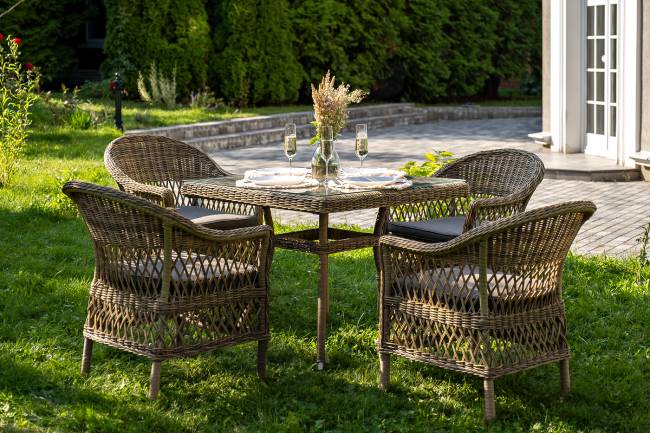 "Сицилия" обеденная группа плетеная, цвет соломенный "Сицилия" обеденная группа плетеная, цвет соломенный