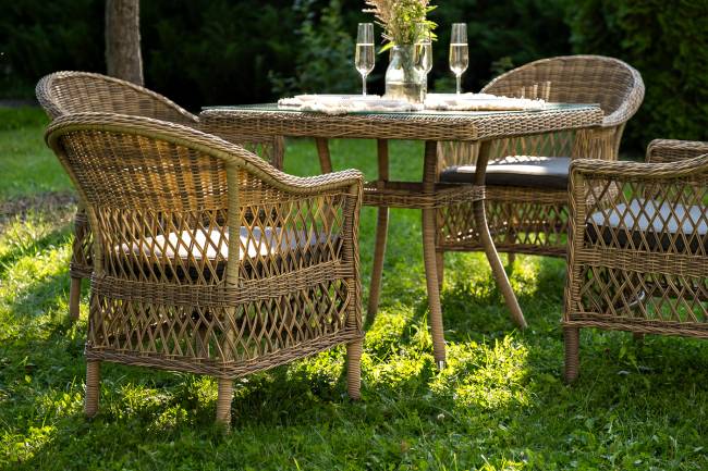 "Сицилия" обеденная группа плетеная, цвет соломенный "Сицилия" обеденная группа плетеная, цвет соломенный