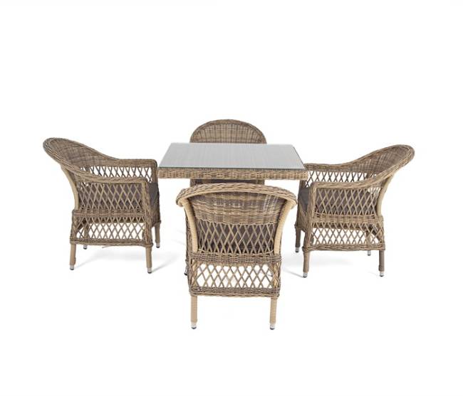 "Сицилия" обеденная группа плетеная, цвет соломенный "Сицилия" обеденная группа плетеная, цвет соломенный