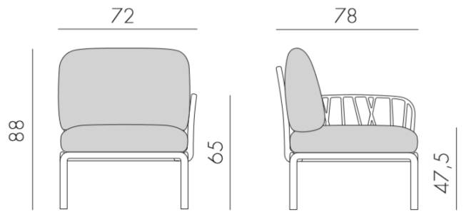 Модуль правый/левый пластиковый с подушками Komodo Elemento Terminale DS/SX агава, джунгли 745х780х900 мм