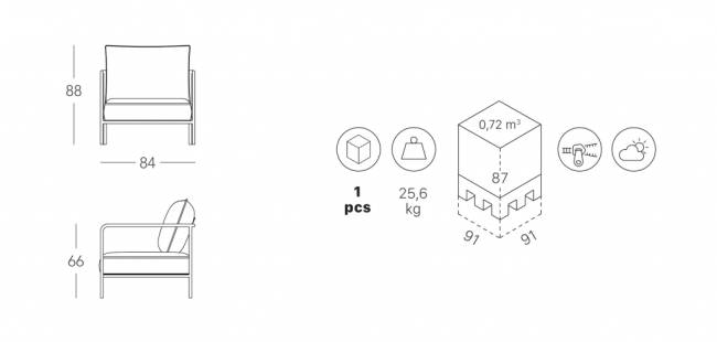 Кресло лаунж c подушкой Flap карамельный, ржавый 840х840х880 мм