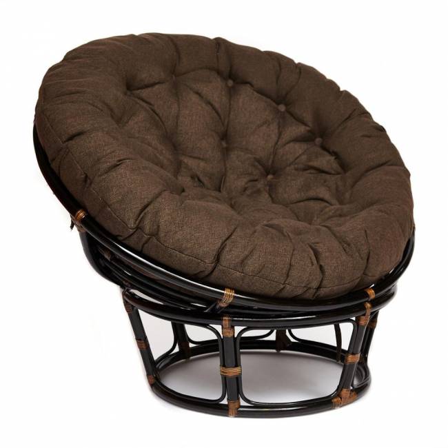 Кресло PAPASAN/ПАПАСАН 23/01 W  /с подушкой/ диаметр подушки 125 см, 115х101х104 см, Antique brown (античный черно-коричневый), ткань Коричневый,