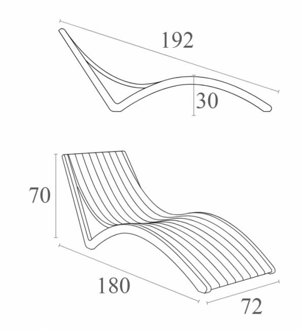 Шезлонг-лежак пластиковый Slim белый 1800х720х700 мм Шезлонг-лежак пластиковый Slim белый 1800х720х700 мм