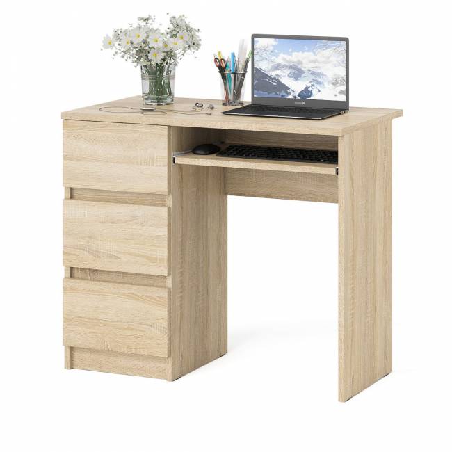 Стол компьютерный три ящика Мори МС-6 левый цвет дуб сонома