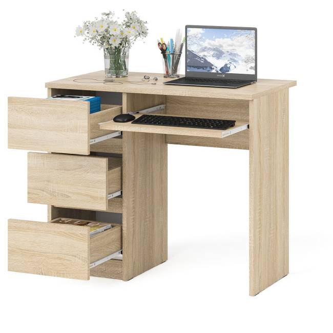 Стол компьютерный три ящика Мори МС-6 левый цвет дуб сонома
