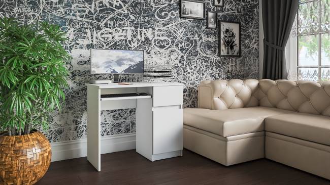 Стол компьютерный Мори МС-1 правый цвет белый