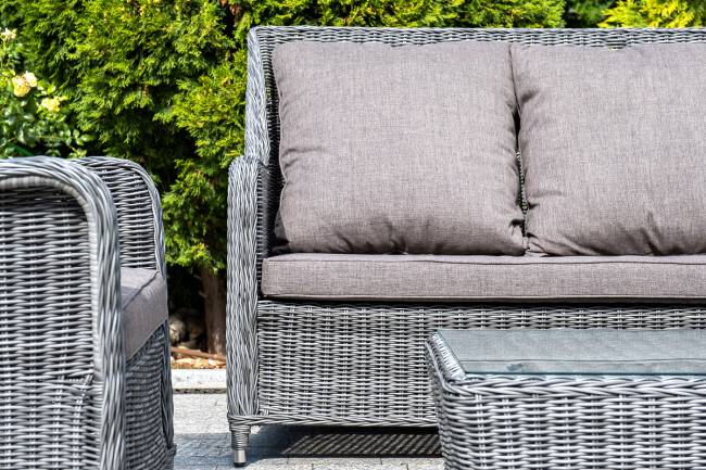 "Гляссе" диван трехместный из искусственного ротанга, цвет графит "Гляссе" диван трехместный из искусственного ротанга, цвет графит