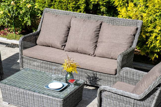 "Гляссе" диван трехместный из искусственного ротанга, цвет графит "Гляссе" диван трехместный из искусственного ротанга, цвет графит